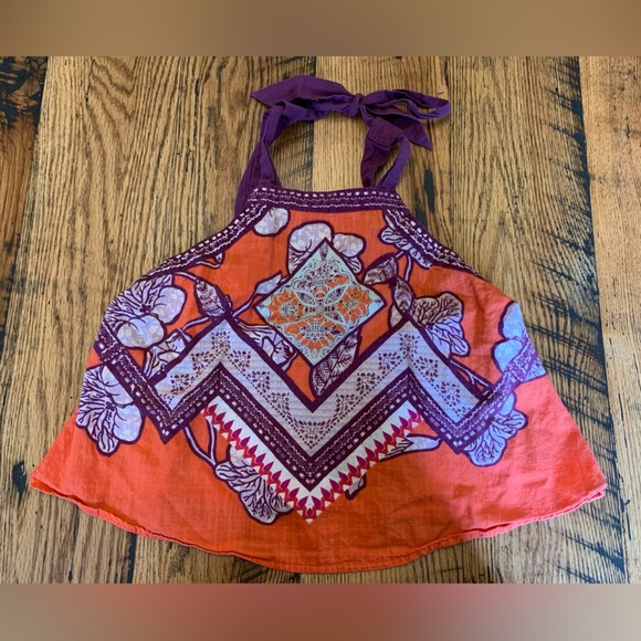 Free people halter top shirt blouse handkerchief bandanna boho hippie bohemian - Picture 1 of 8